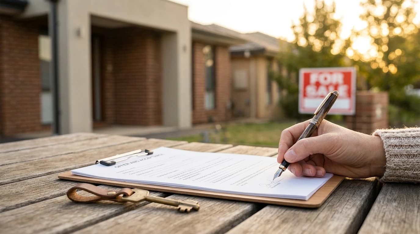A buyer signing an Offer and Acceptance contract in Perth WA