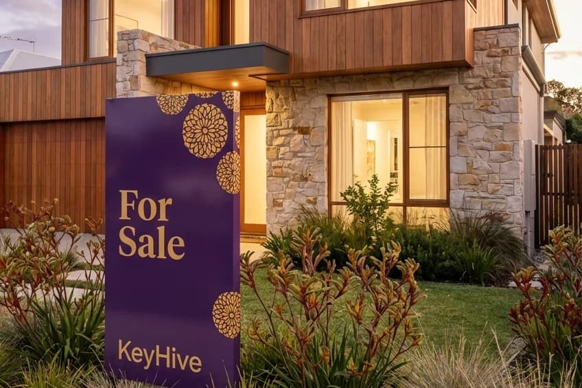 KeyHive For Sale signboard outside a Perth home ready for listing