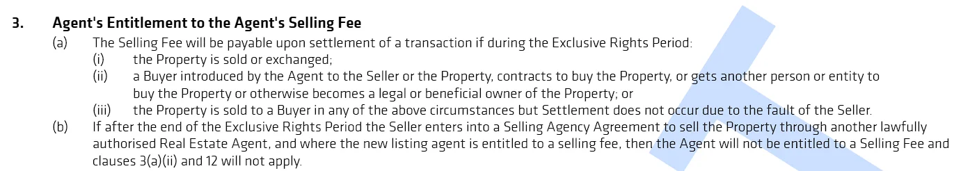 REIWA Form 109 Clause 3 defining when commission is payable including the 'introduced' definition