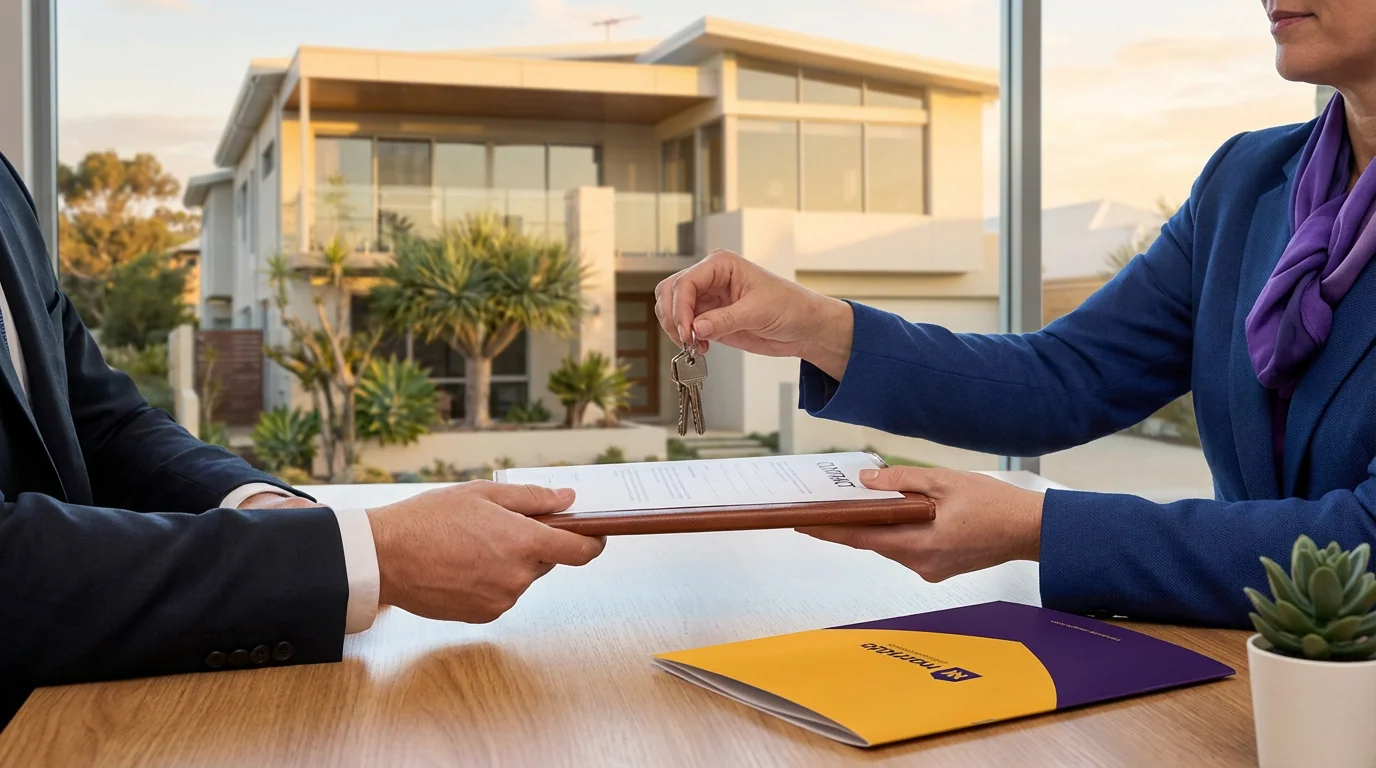 Property settlement moment - keys being handed over to new homeowners