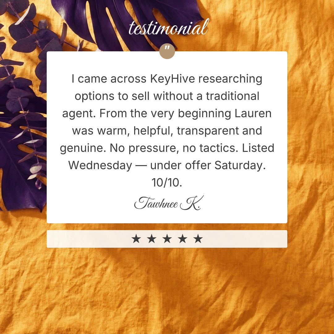 Tawhnee K., 5-star Google review: No pressure, no tactics. Listed Wednesday, under offer Saturday. 10/10.